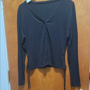 Lululemon Blue Long Sleeve Tie Front Blouse